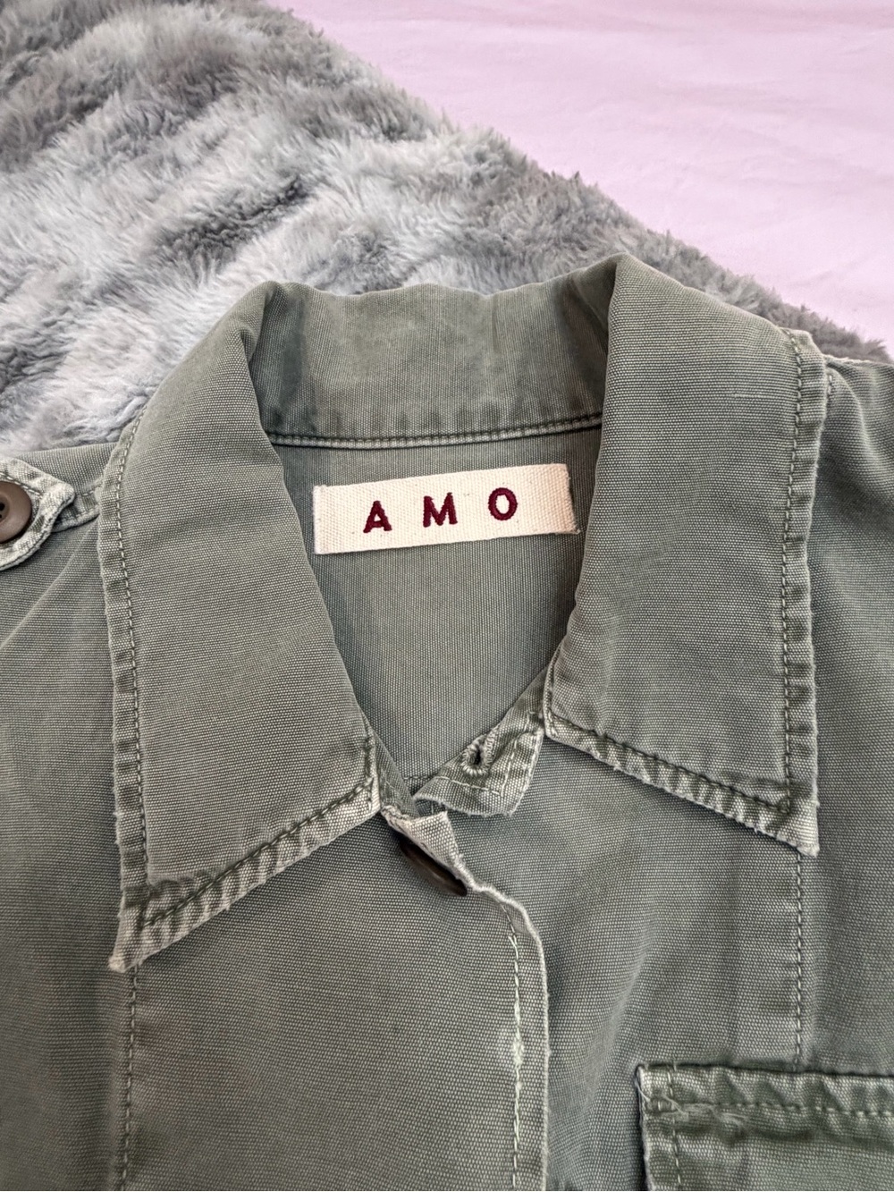 AMO women’s Olive Utility Jacket with Patch Pockets - Picture 2 of 5